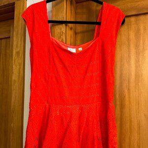 Anthropologie Postmark Swing Lace Peplum Top Red Size Large